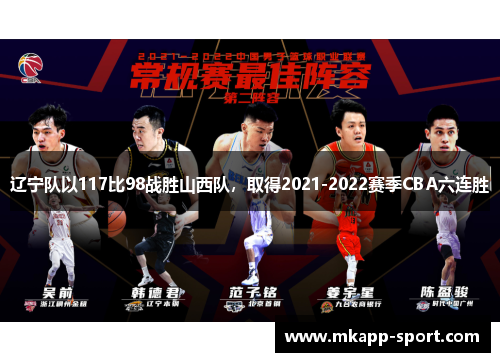 辽宁队以117比98战胜山西队，取得2021-2022赛季CBA六连胜